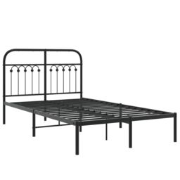 Berkfield Home Metal Bed Frame without Mattress with Headboard Black 120x190cm - Size: 120x190 cm - thumbnail 3