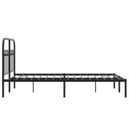 Berkfield Home Metal Bed Frame without Mattress with Headboard Black 120x190cm - Size: 120x190 cm - thumbnail 5