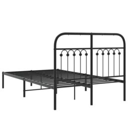 Berkfield Home Metal Bed Frame without Mattress with Headboard Black 120x190cm - Size: 120x190 cm - thumbnail 6