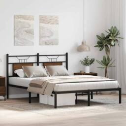 Berkfield Home Bed Frame without Mattress Brown Oak 137x190 cm Engineered Wood - thumbnail 5