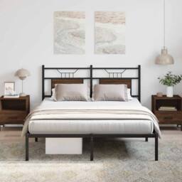Berkfield Home Bed Frame without Mattress Brown Oak 137x190 cm Engineered Wood - thumbnail 4