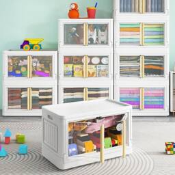 SPETLEK 3pcs Stackable Plastic Clothes Organizer Folding in White - Size: Large - thumbnail 5