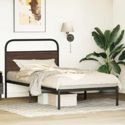 Berkfield Home Bed Frame Without Mattress 90x190 cm Single Brown Oak Engineered Wood - thumbnail 4