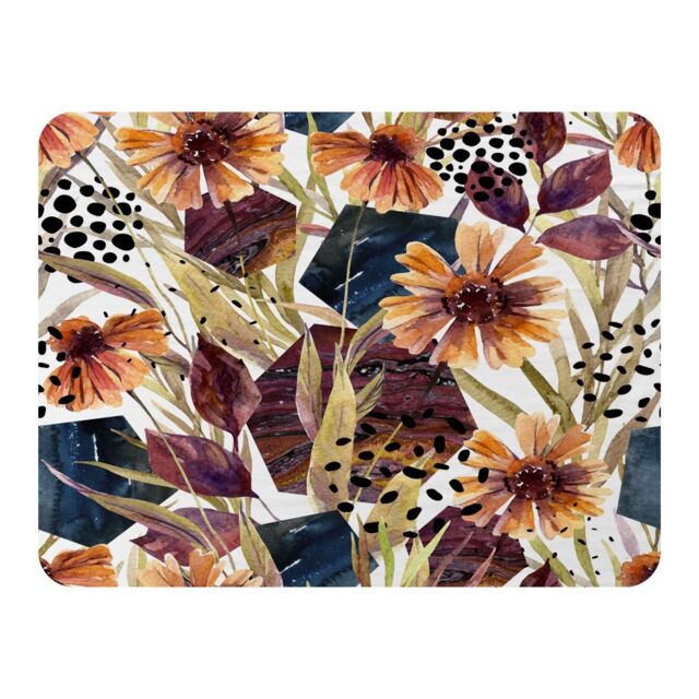 Benjamin Tate Design Autumn Geometric Flowers Blanket in Natural - Size: 120 cm x 150 cm - image 1