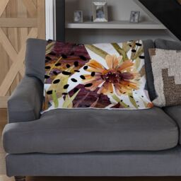 Benjamin Tate Design Autumn Geometric Flowers Blanket in Natural - Size: 120 cm x 150 cm - thumbnail 2