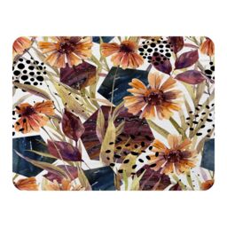 Benjamin Tate Design Autumn Geometric Flowers Blanket in Natural - Size: 120 cm x 150 cm - thumbnail 1