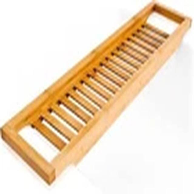 EONLION Natural Bamboo Bathtub Caddy Tray Bathroom Rack Organizer in Brown - image 1