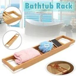 EONLION Natural Bamboo Bathtub Caddy Tray Bathroom Rack Organizer in Brown - thumbnail 3