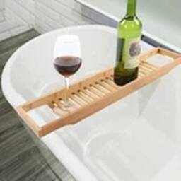 EONLION Natural Bamboo Bathtub Caddy Tray Bathroom Rack Organizer in Brown - thumbnail 4