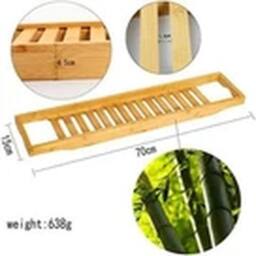EONLION Natural Bamboo Bathtub Caddy Tray Bathroom Rack Organizer in Brown - thumbnail 2