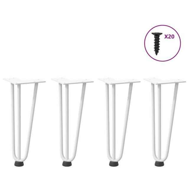 Berkfield Home Hairpin Table Legs 4 pcs White 30 cm Solid Steel - image 1