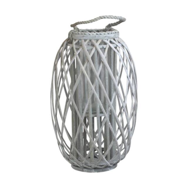 Red Hamper Grey Wash Willow Candle Lantern in Brown - image 1