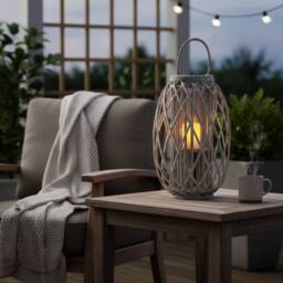 Red Hamper Grey Wash Willow Candle Lantern in Brown - thumbnail 2