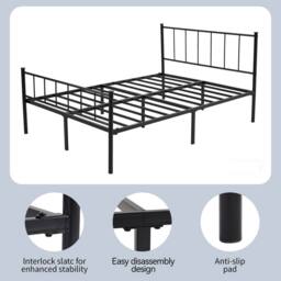 MCC Direct Metal Bed frame Bed Modern style Head & Footboard Finn in Black - Size: King - thumbnail 4