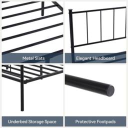 MCC Direct Metal Bed frame Bed Modern style Head & Footboard Finn in Black - Size: King - thumbnail 5