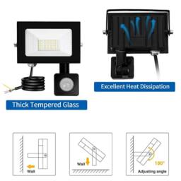 Kelvenix Outdoor Garden LED PIR Motion Floodlight - Waterproof Security Light in Black - thumbnail 3
