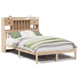 Berkfield Home Bookcase Bed without Mattress 135x190 cm Double Solid Wood Pine in Brown - thumbnail 2