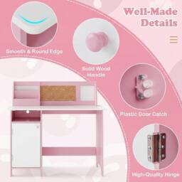 CASART Kids Desk&Chair Set Wooden Children Study Table Set w/Storage Cabinet - thumbnail 2