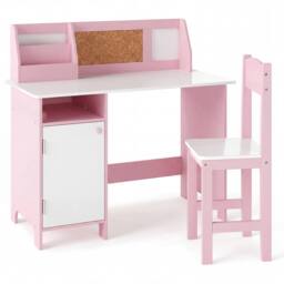 CASART Kids Desk&Chair Set Wooden Children Study Table Set w/Storage Cabinet