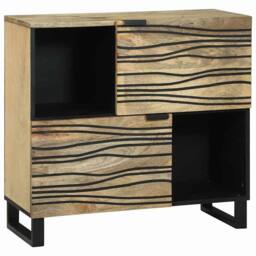 Berkfield Home Sideboard ‚Äì 80x33.5x75 cm, Made from Solid Mango Wood in Beige - Size: 80x33.5x75 cm - thumbnail 2