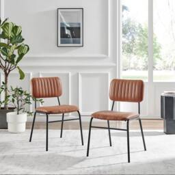 FurnitureboxUK Elina White Marble Effect Round Dining Table with 2 Tan Delta Chairs - thumbnail 9