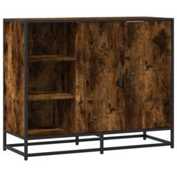 Berkfield Home Sideboard Smoked Oak 92x35x76 cm Engineered Wood in Brown - Size: 92 x 35 x 76 cm - thumbnail 1