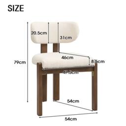Merax Set of 6 Bouclé Dining Chair with Solid Wood Frame, Curved Backrest in Walnut - thumbnail 7