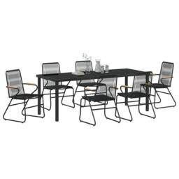Berkfield Home 7 Piece Garden Dining Set Black PVC Rattan - thumbnail 3