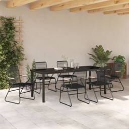 Berkfield Home 7 Piece Garden Dining Set Black PVC Rattan - thumbnail 4