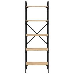 Berkfield Home Bookcase 5-Tier Sonoma Oak 56x31.5x174 cm Engineered Wood in Light Brown - thumbnail 4