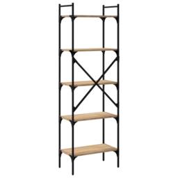 Berkfield Home Bookcase 5-Tier Sonoma Oak 56x31.5x174 cm Engineered Wood in Light Brown - thumbnail 6