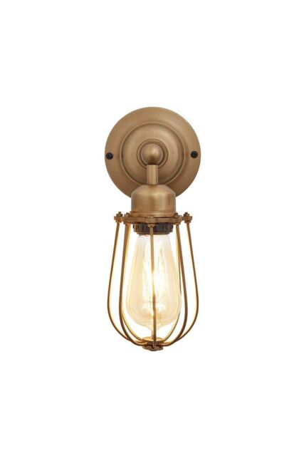 Industville Orlando Wire Cage Wall Light, 4 Inch, Brass in Bronze - image 1