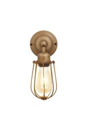 Industville Orlando Wire Cage Wall Light, 4 Inch, Brass in Bronze