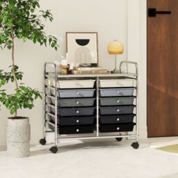 Costway 12 Drawers Multi-Purpose Utility Cart Storage Rolling Cart in Black - thumbnail 8
