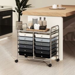 Costway 12 Drawers Multi-Purpose Utility Cart Storage Rolling Cart in Black - thumbnail 9