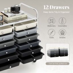 Costway 12 Drawers Multi-Purpose Utility Cart Storage Rolling Cart in Black - thumbnail 5