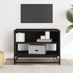Berkfield Home TV Cabinet Black 61x40x46 cm Engineered Wood & Metal - Size: 61 x 40 x 46 cm - thumbnail 3