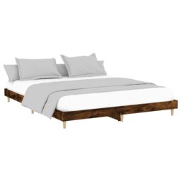 Berkfield Home Bed Frame Smoked Oak 200x200 cm Engineered Wood in Brown - thumbnail 3