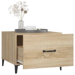Berkfield Home Coffee Table with Metal Legs 2 pcs Sonoma Oak 50x50x40 cm in Brown - Size: 50 x 50 x 40 cm - thumbnail 5