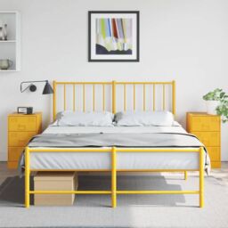 Berkfield Home Bedside Cabinets 2 pcs Mustard Yellow 34.5x39x62 cm Steel