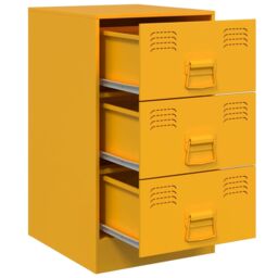 Berkfield Home Bedside Cabinets 2 pcs Mustard Yellow 34.5x39x62 cm Steel - thumbnail 6