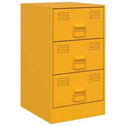 Berkfield Home Bedside Cabinets 2 pcs Mustard Yellow 34.5x39x62 cm Steel - thumbnail 5