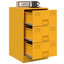Berkfield Home Bedside Cabinets 2 pcs Mustard Yellow 34.5x39x62 cm Steel - thumbnail 4
