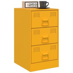 Berkfield Home Bedside Cabinets 2 pcs Mustard Yellow 34.5x39x62 cm Steel - thumbnail 3