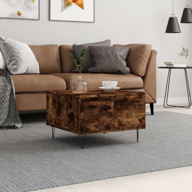 Berkfield Home Coffee Table Smoked Oak 55x55x36.5 cm Engineered Wood in Brown - image 1