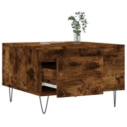 Berkfield Home Coffee Table Smoked Oak 55x55x36.5 cm Engineered Wood in Brown - thumbnail 4