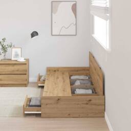 Berkfield Home Storage Bed Frame Artisan Oak 80 x 200 cm Engineered wood in Brown - thumbnail 4
