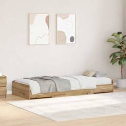 Berkfield Home Storage Bed Frame Artisan Oak 80 x 200 cm Engineered wood in Brown - thumbnail 2