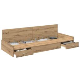 Berkfield Home Storage Bed Frame Artisan Oak 80 x 200 cm Engineered wood in Brown - thumbnail 3