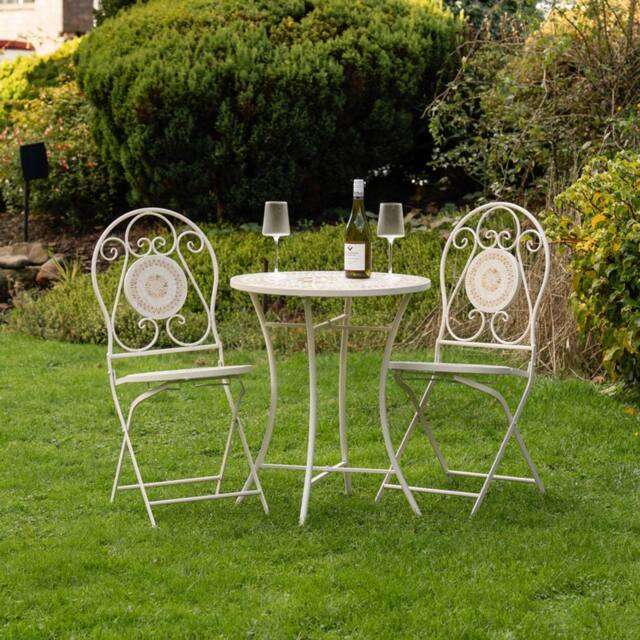 Scottish Everlastings Ltd Cream Mosaic Bistro Set - image 1